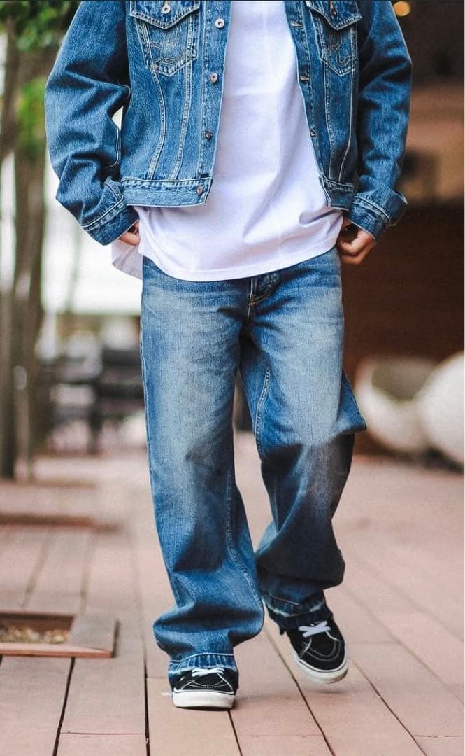 【美品】LIBEIRO リベイロ　デニム　ワイド　ブルー　ダメージ　24A/W