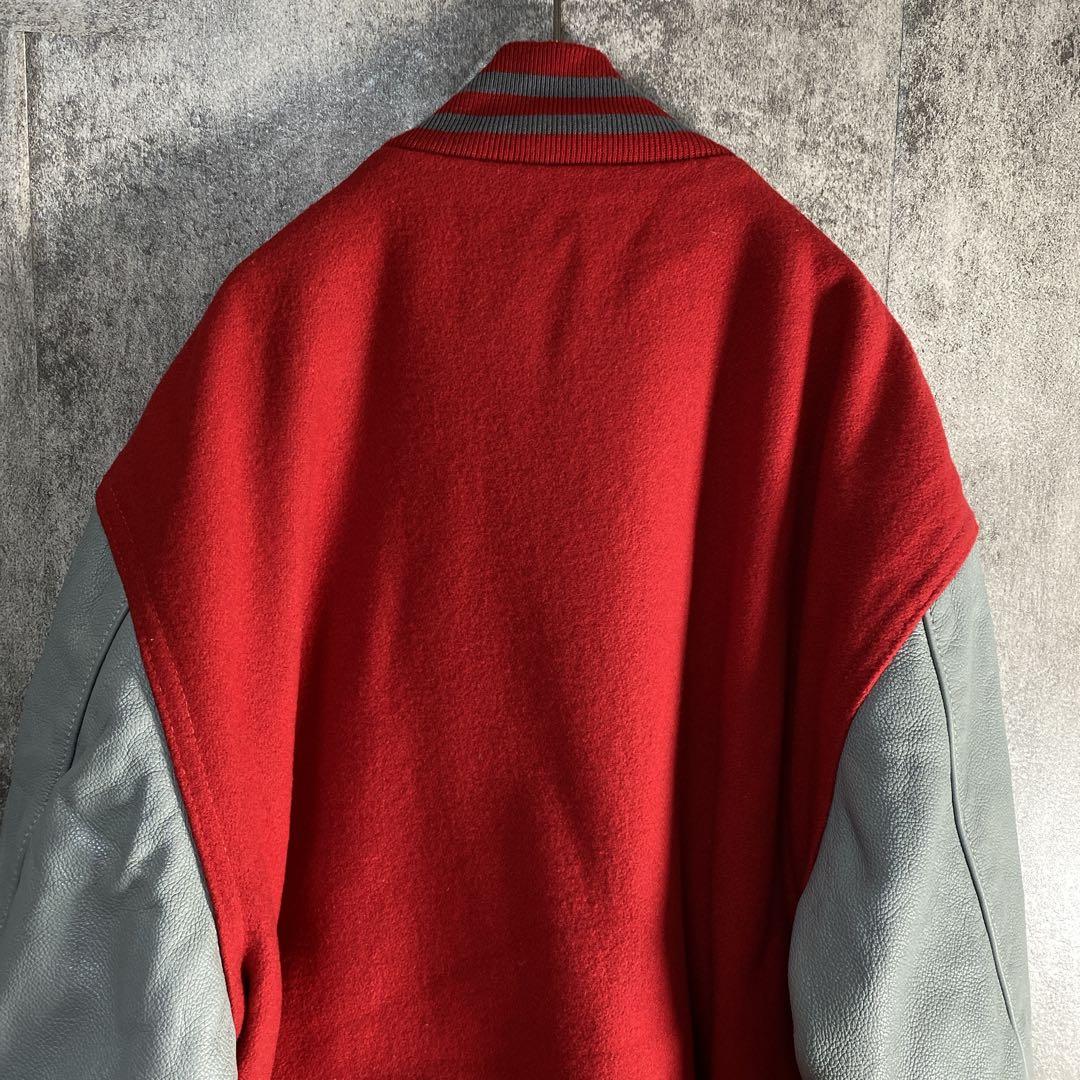 90s 本革レザースタジャン L相当 ウルトラマンカラー USAヴィンテージ