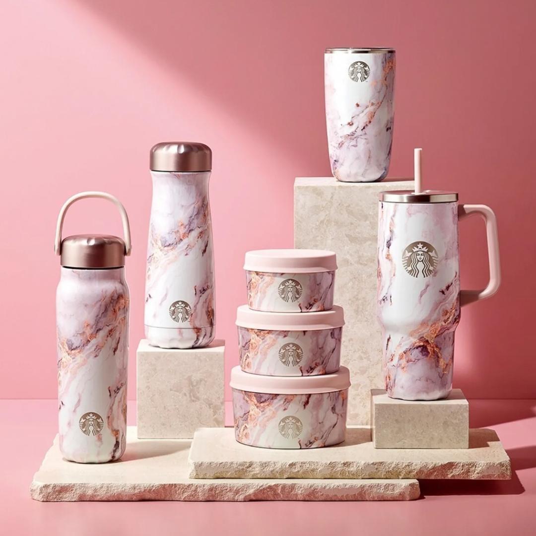 韓国スタバ限定 ピンクマーブル 大理石調 swell タンブラー - メルカリ