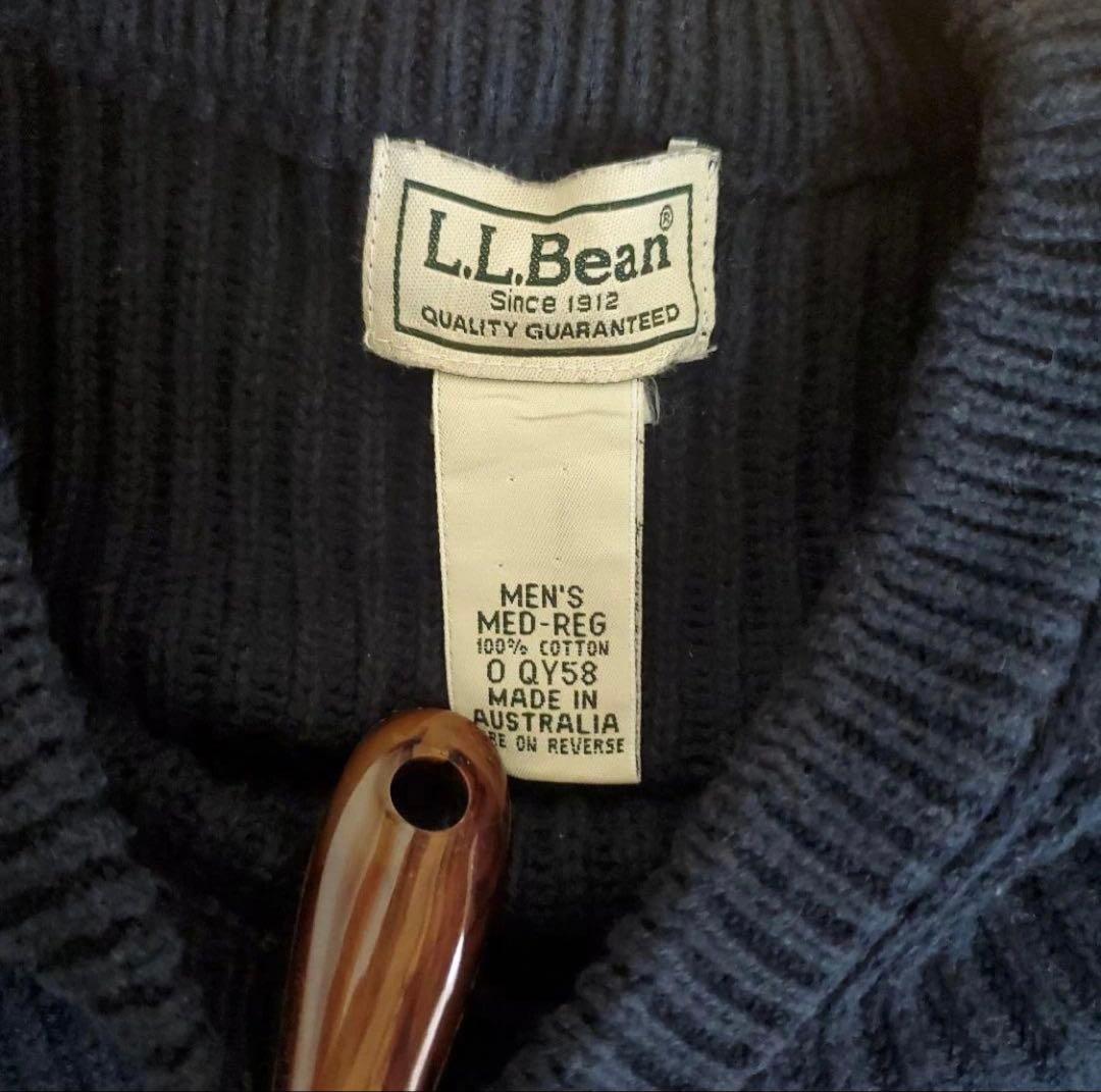 エルエルビーン L.L.Bean 畔編み コットンニット M ダークネイビー