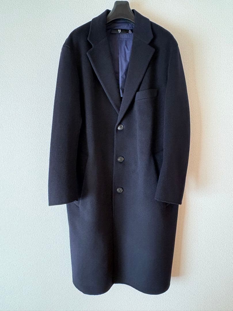 【美品】+J ユニクロ カシミヤ チェスターコート ジルサンダー　ネイビー　M
