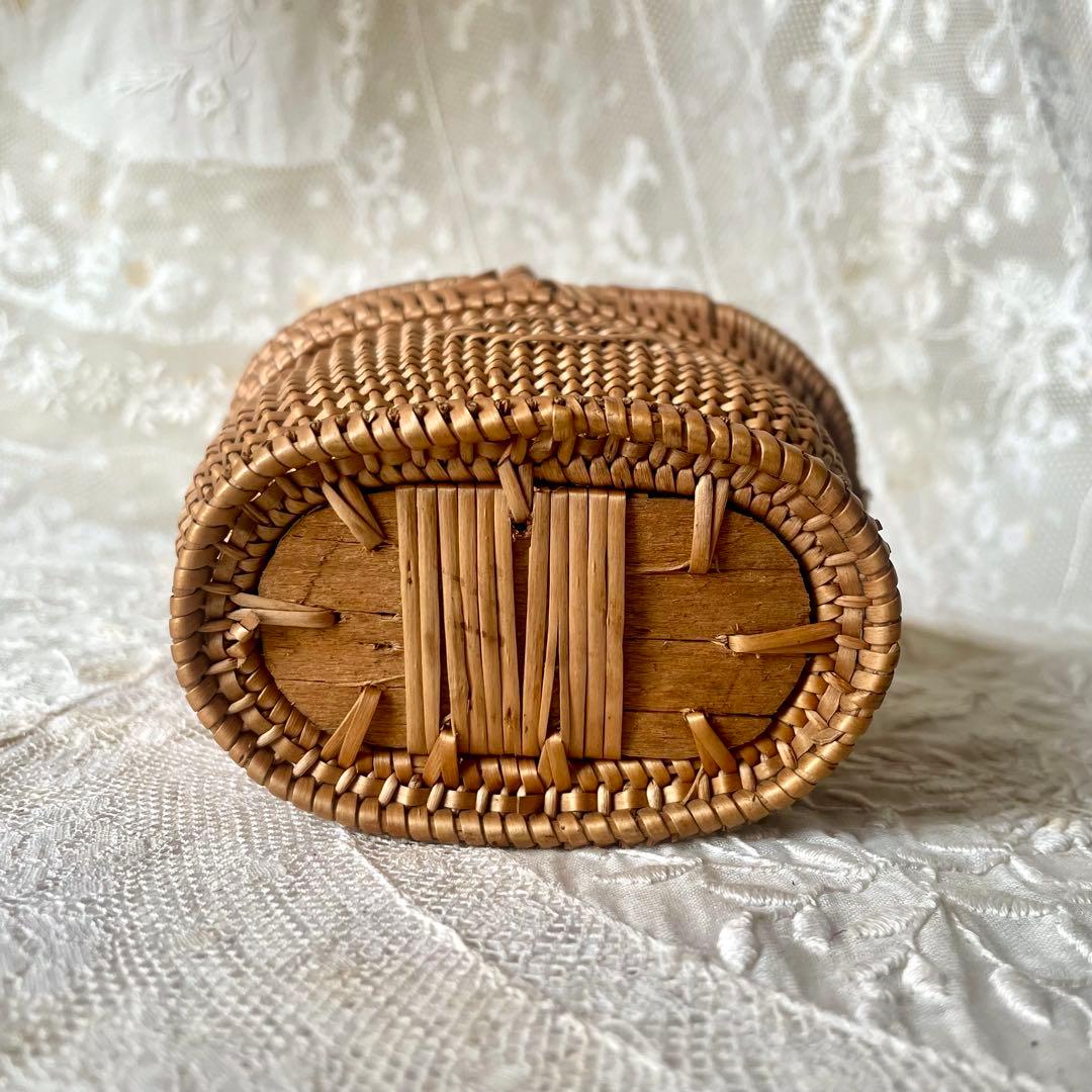 ドールパニエ（小）蓋付きバスケット フランスアンティーク かご　ミニ籠　人形用