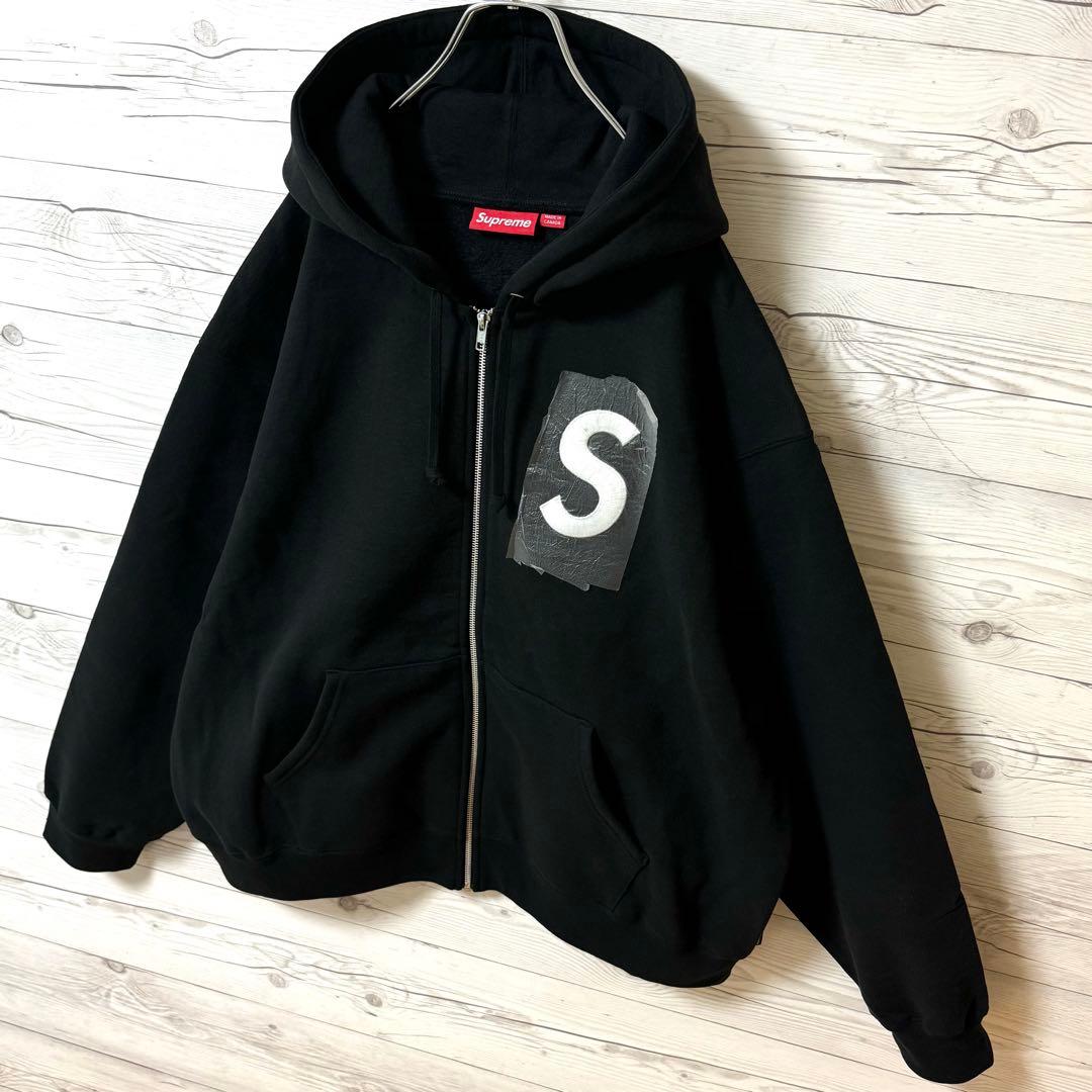 新品‼︎S logo‼︎Sロゴ‼︎刺繍XL】シュプリーム パーカー ブラック