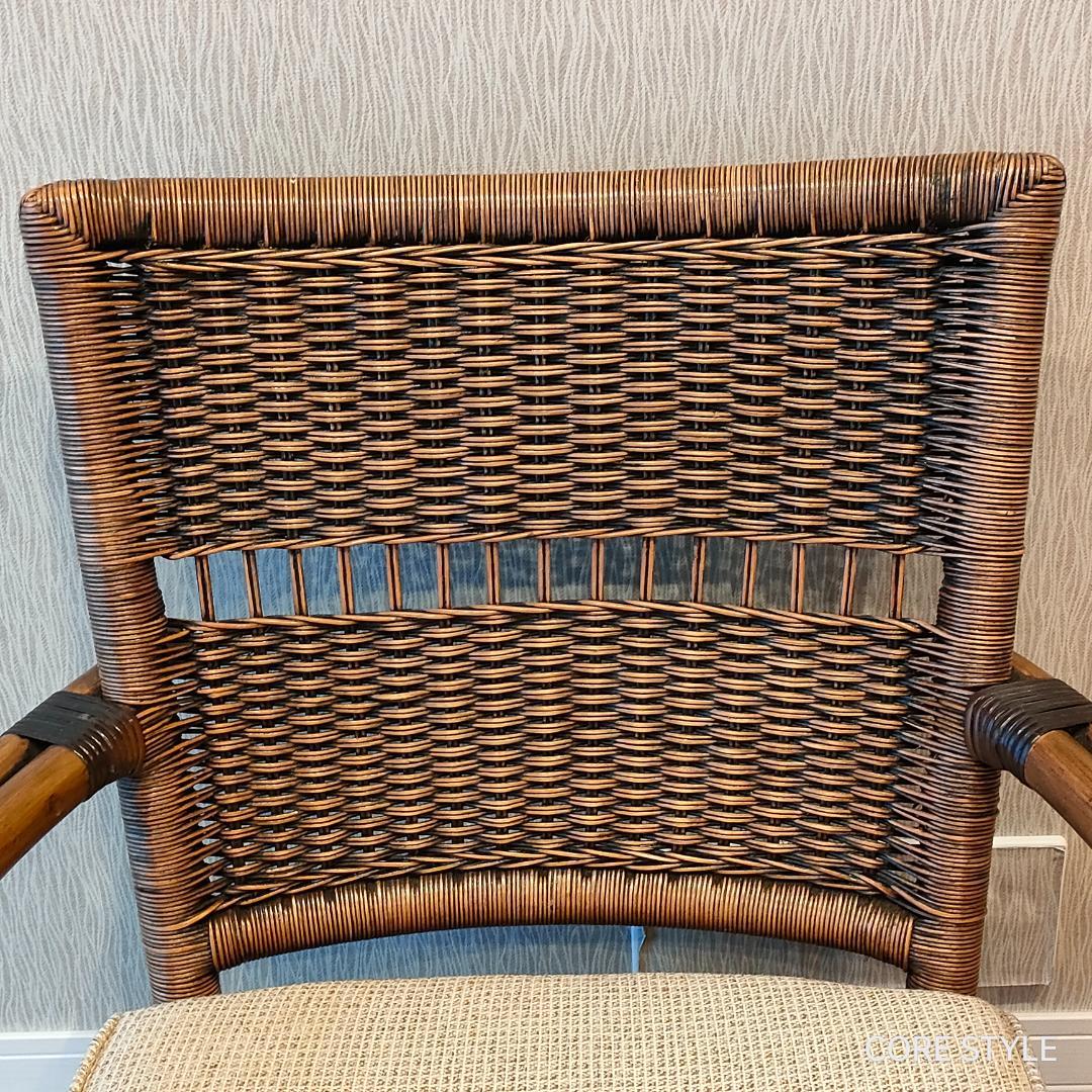 美品KAZAMA ラタン籐ソファ 1人掛けラウンジチェアA1