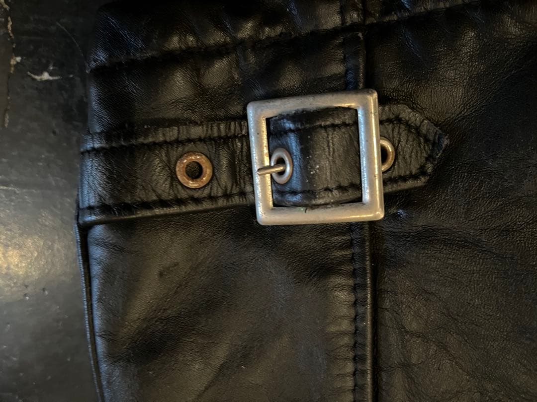 あ*ら様 schott ブラック レザー シングルライダースジャケット 42 U