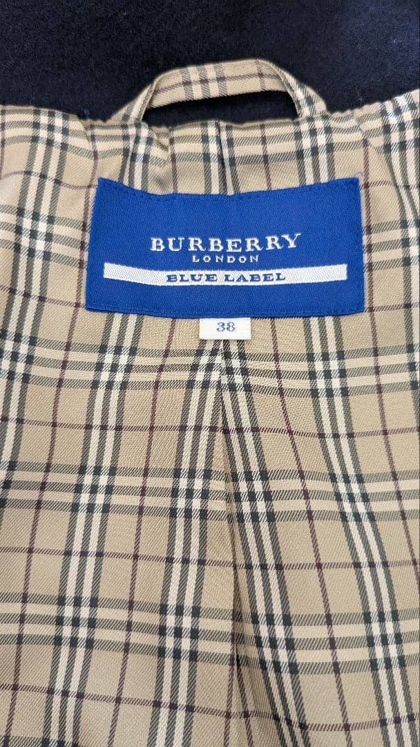 BURBERRY BLUELABEL ポンチョ ウール 金ボタン ノバチェック