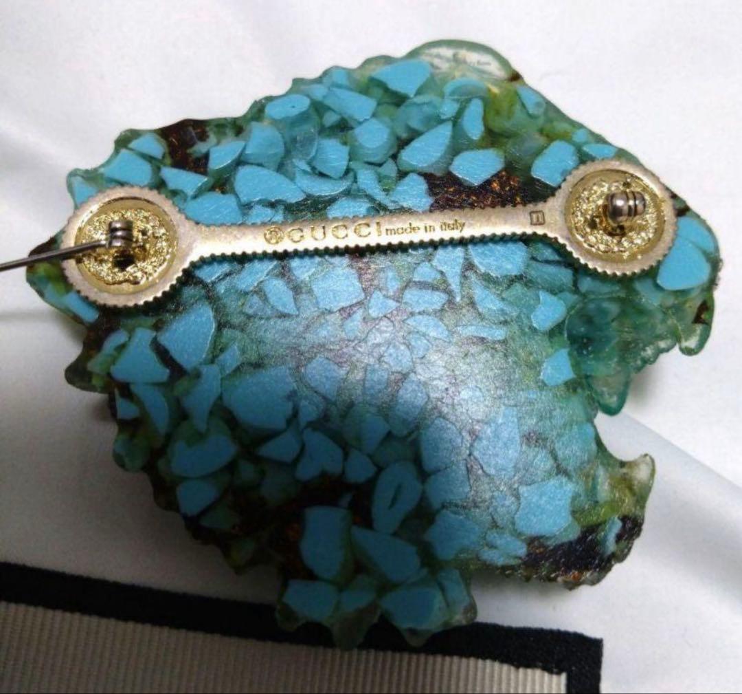 超希少 GUCCI タイガー ブローチ アイスブルー