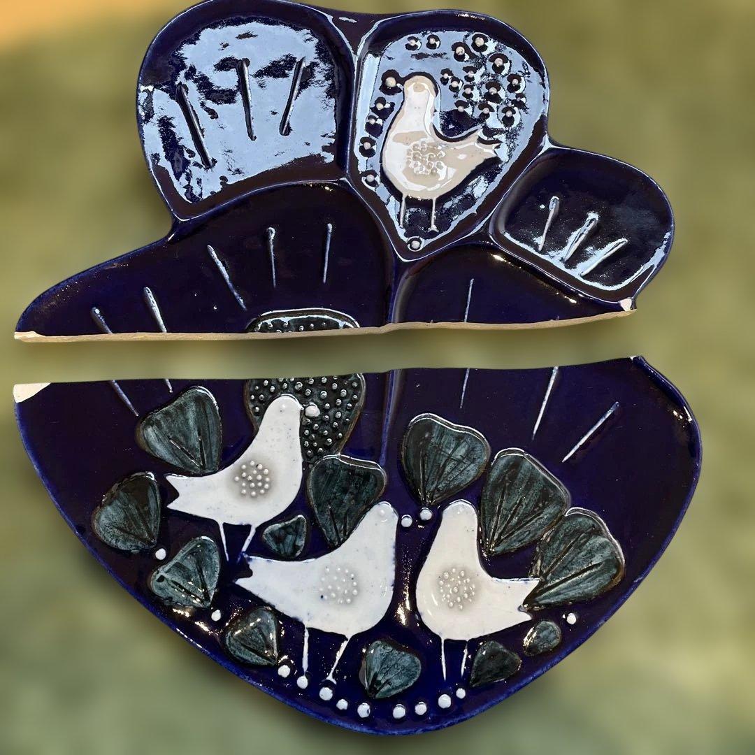 【訳あり】シルヴィア・レウショヴィウス 陶板 鳥