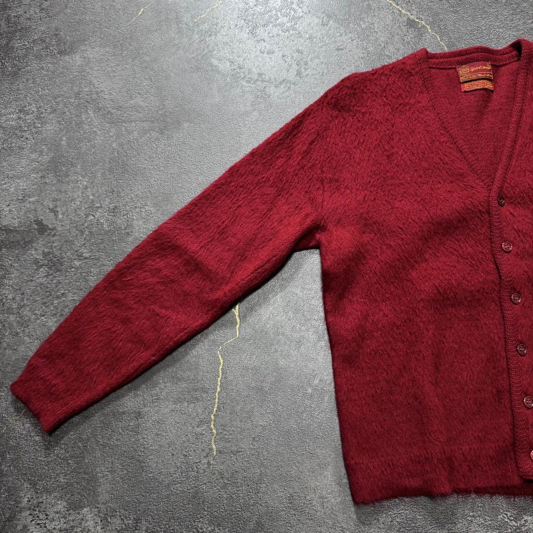 60s 60sビンテージモヘアカーディガンXLバーガンディワインレッド