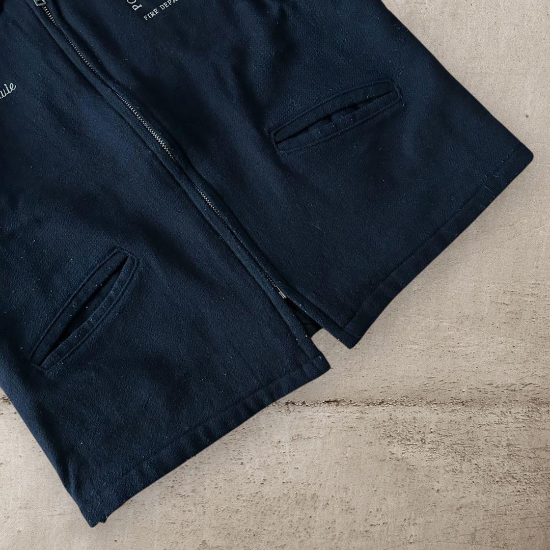 希少USA製90sDeLONGデロングウールスタジャンFireDept刺繍古着