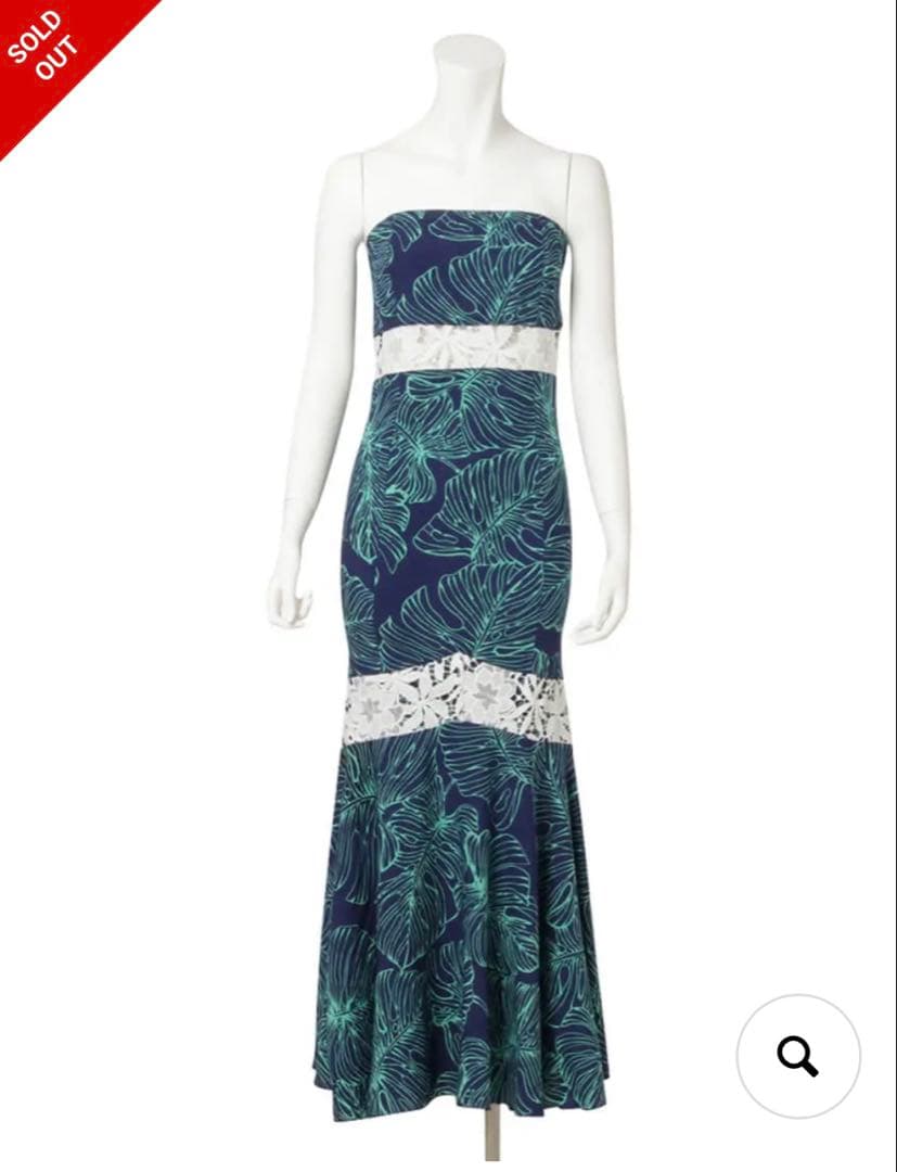 美品★ アレミティ バイカラーマーメイドベアドレス（モンステラ）ネイビー