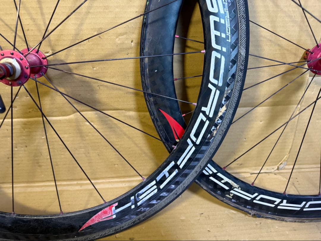 ロードバイク カーボンチューブラーホイール 前後セット - メルカリ