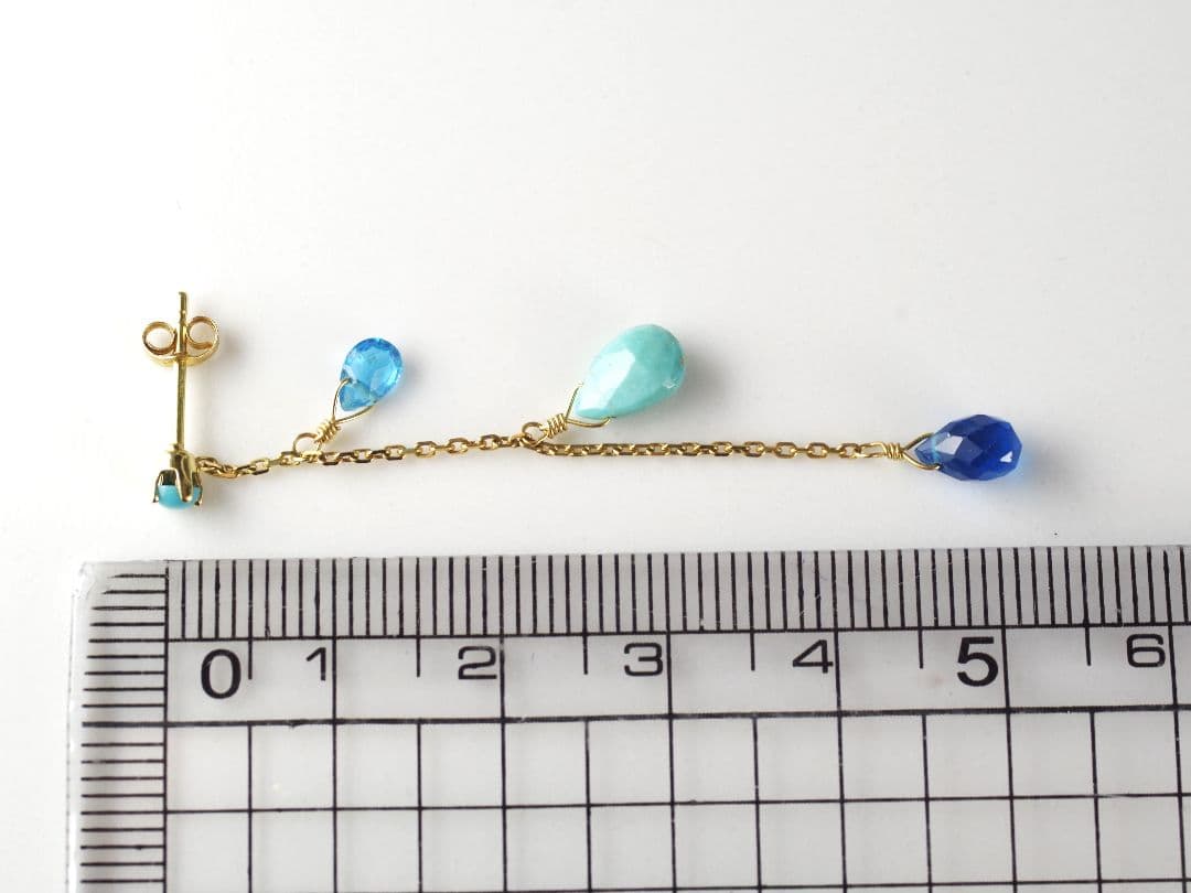 Sweet Pea K18 ピアス (片耳) ターコイズ ブルー スイートピー