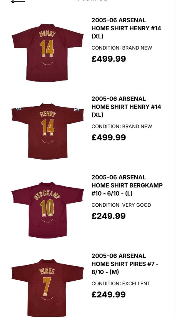 超激レア」アーセナル ハイバリーラストモデル 05-06 ユニフォーム