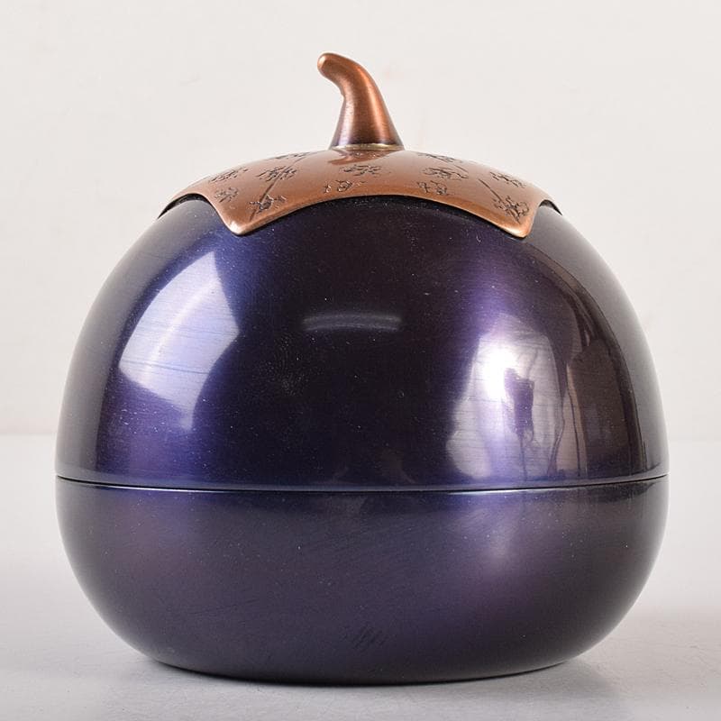 茶道具　幸来堂造　純銅製　茄子形　茶入　共箱　M　R7790