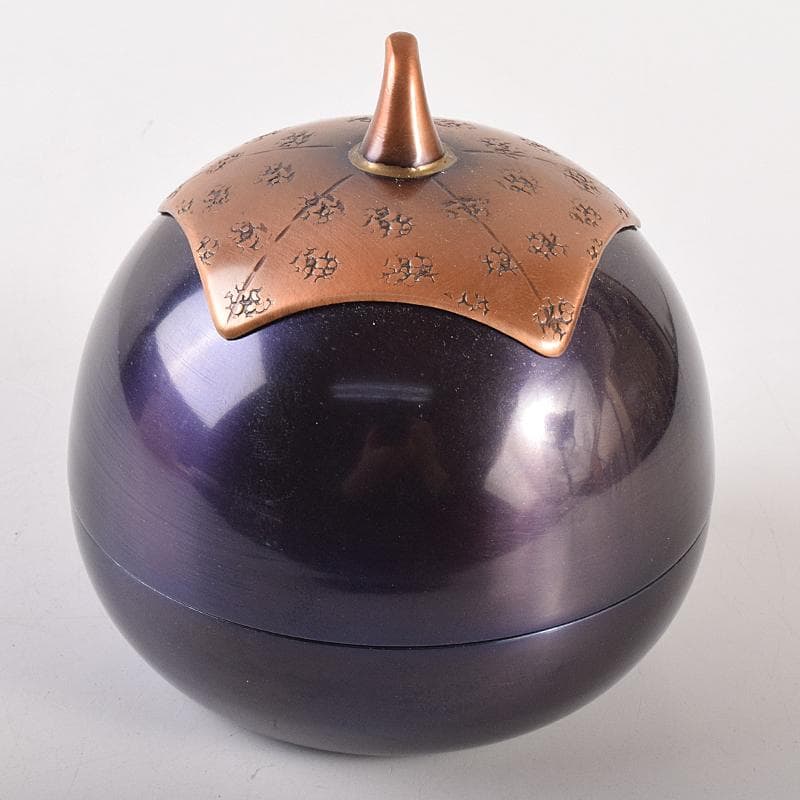 茶道具　幸来堂造　純銅製　茄子形　茶入　共箱　M　R7790