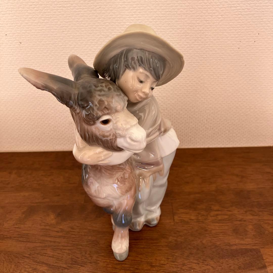 美品リヤドロの置物.ロバと少年.フィギュアリン.スペイン製