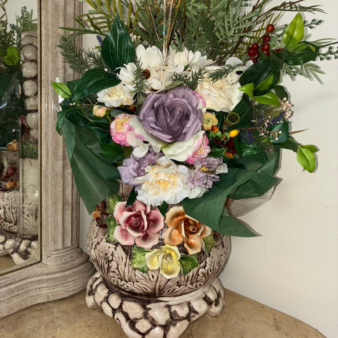 豪華アーティシャルフラワー、高級手作り陶器製60.40㎝プレゼント店舗