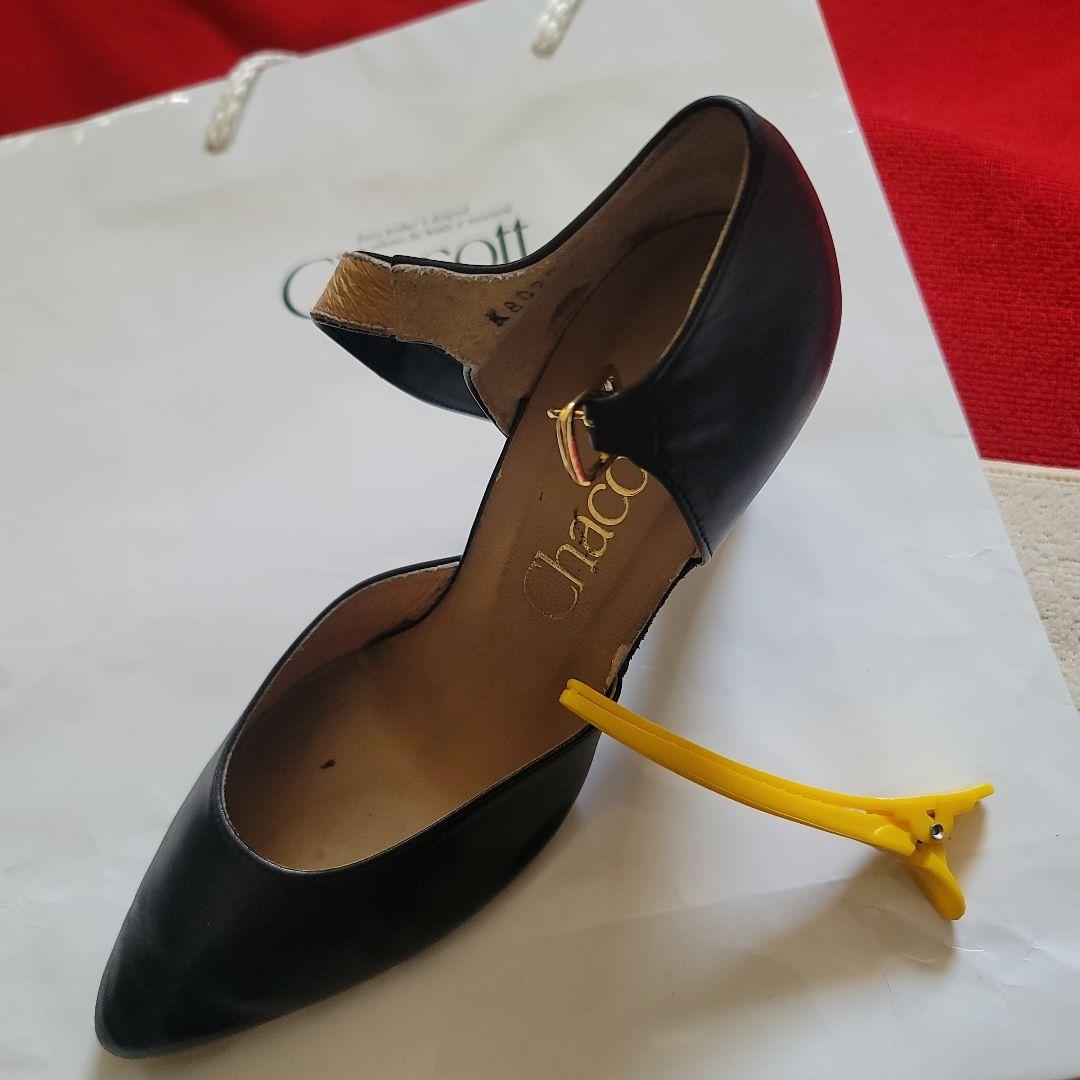 チャコット ダンスシューズ ８㎝ ヒール 23.5㎝ 黒 ポーチ付き