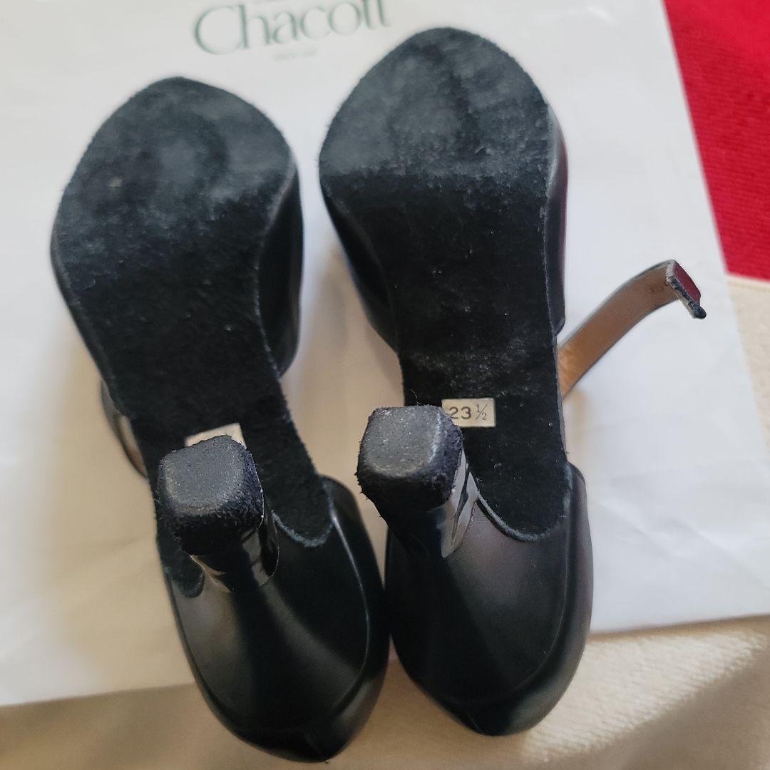 チャコット ダンスシューズ ８㎝ ヒール 23.5㎝ 黒 ポーチ付き