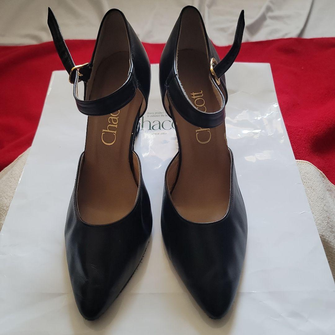 チャコット ダンスシューズ ８㎝ ヒール 23.5㎝ 黒 ポーチ付き
