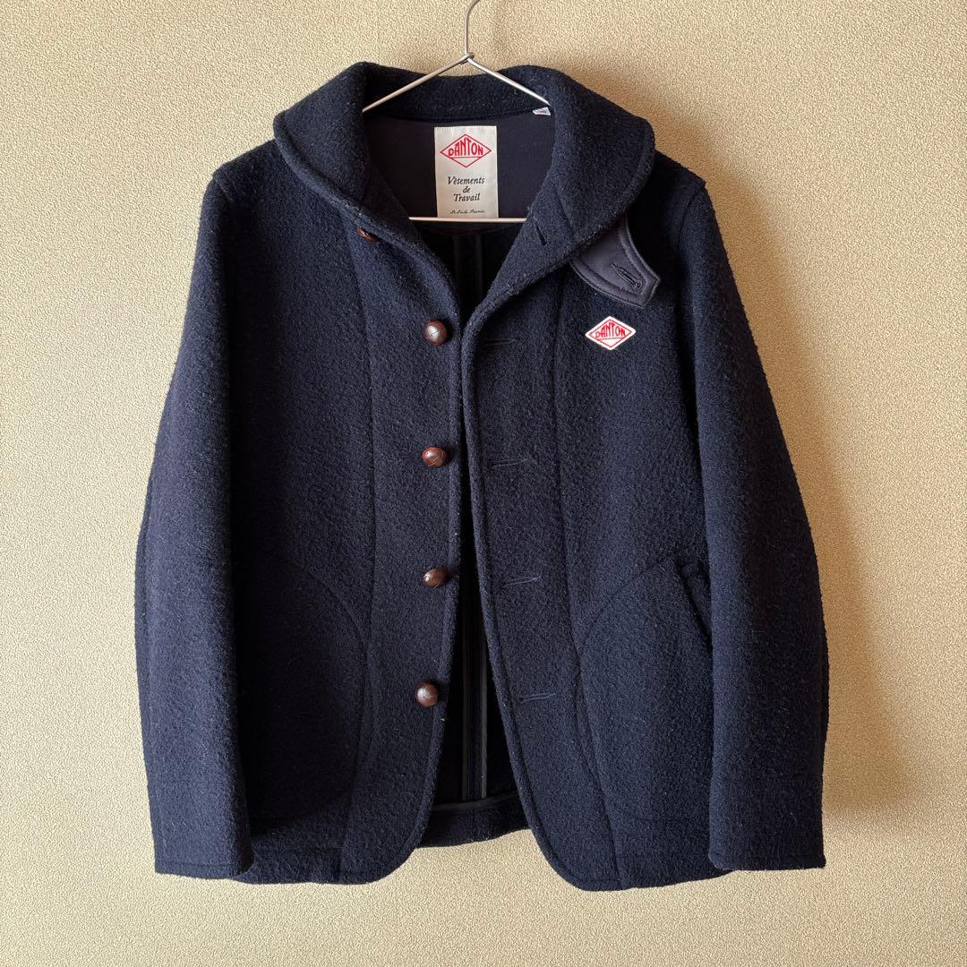 DANTON ネイビー ウールコート レディース くるみボタン - メルカリ