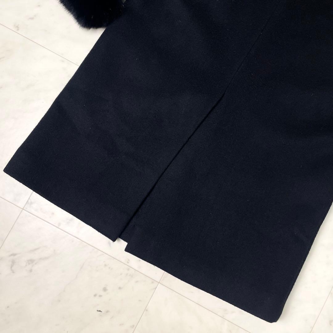 【美品】ダイアグラム 2way ロングコート フォックスファー 36 S 黒