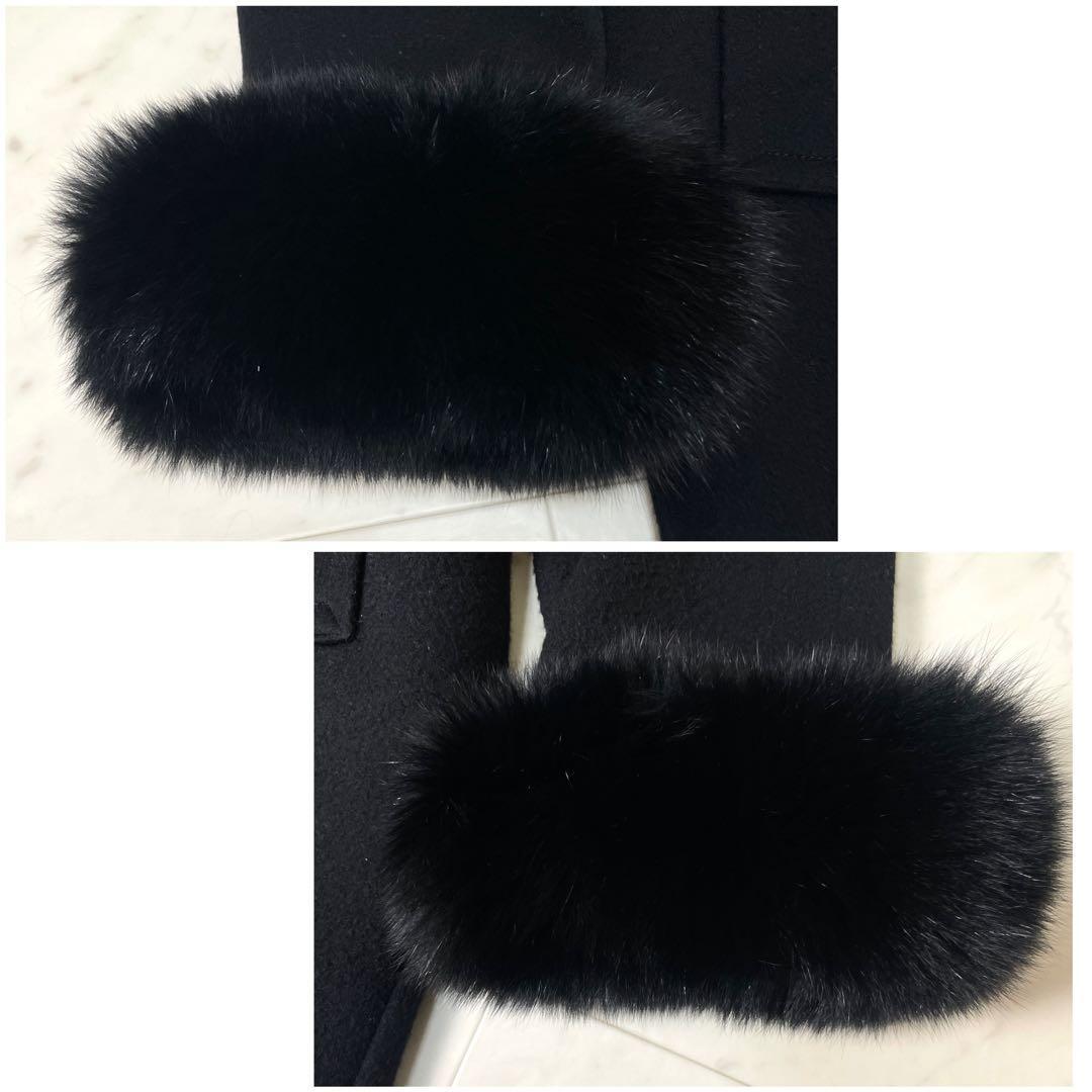 【美品】ダイアグラム 2way ロングコート フォックスファー 36 S 黒