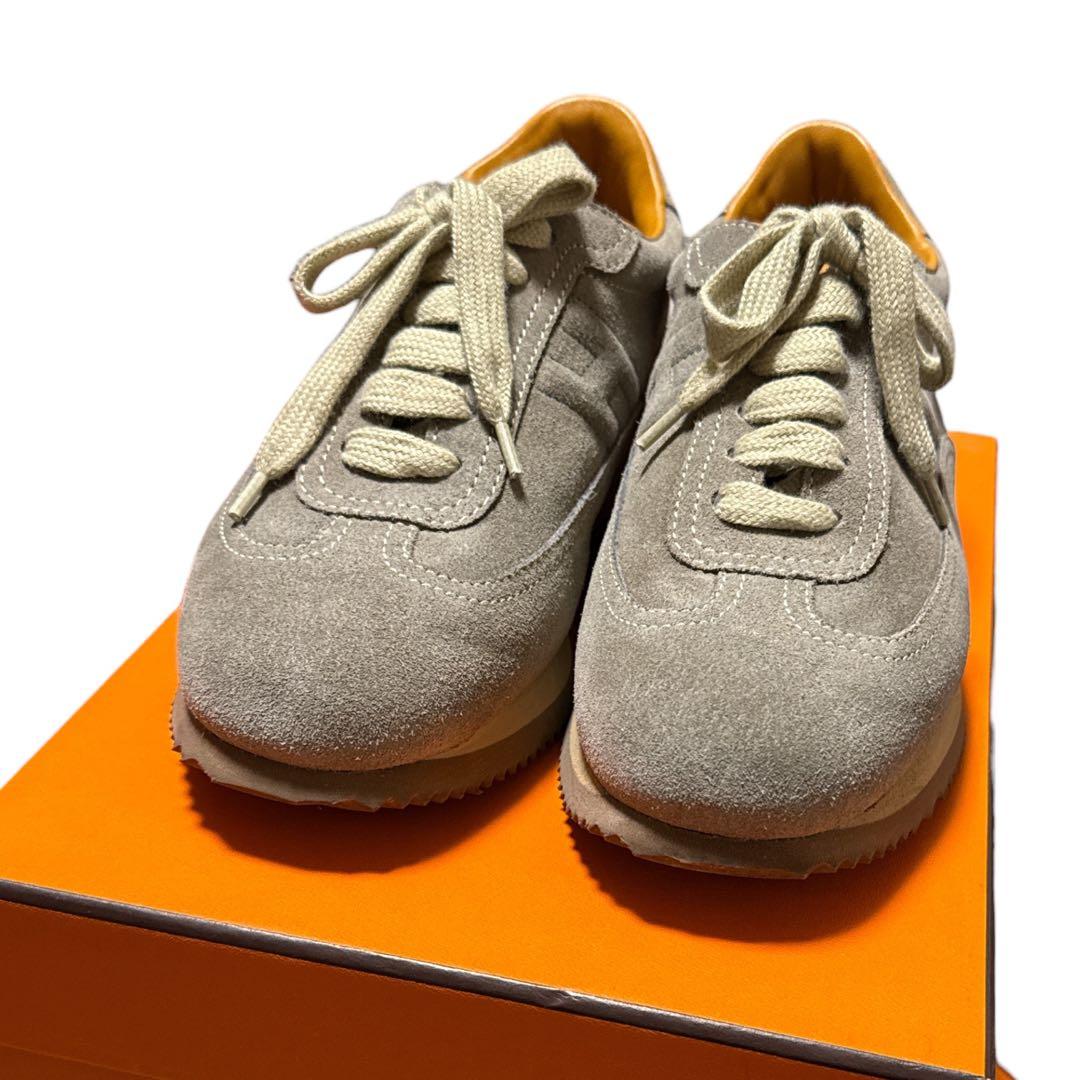 HERMES 1回着用　グレー スエード スニーカー　36
