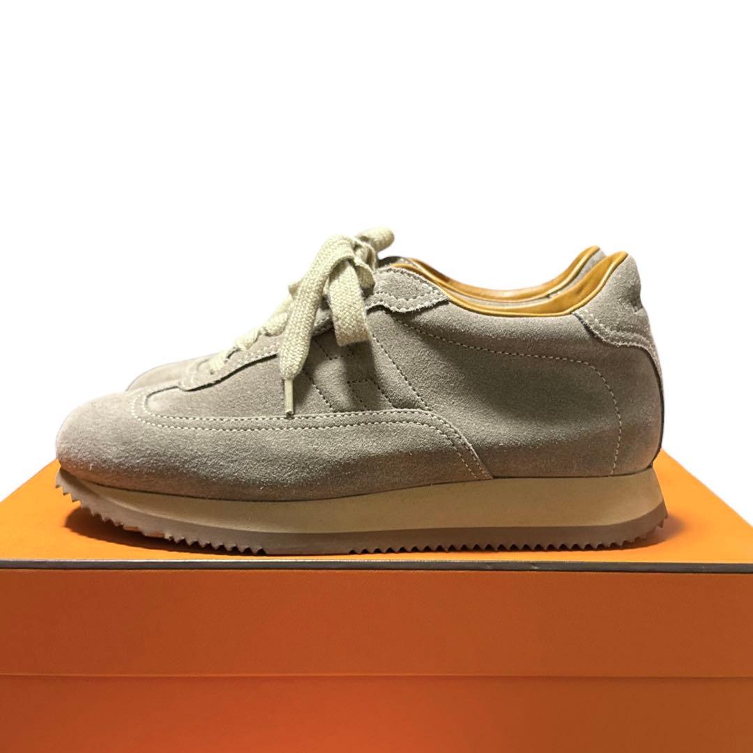HERMES 1回着用　グレー スエード スニーカー　36