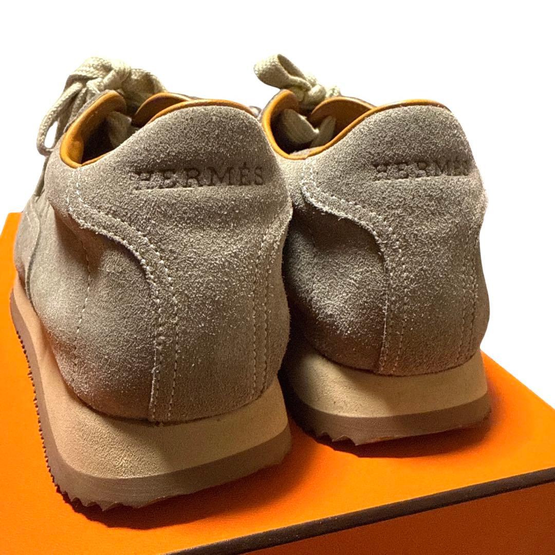 HERMES 1回着用　グレー スエード スニーカー　36