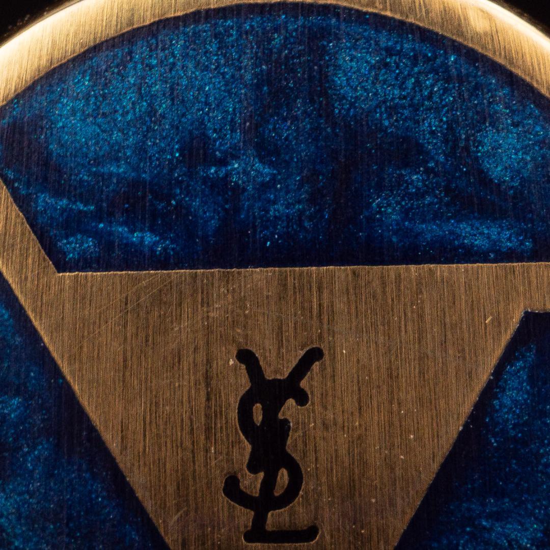 わんわん オールドサンローラン ブルーマーブル トライアングルシェイプ