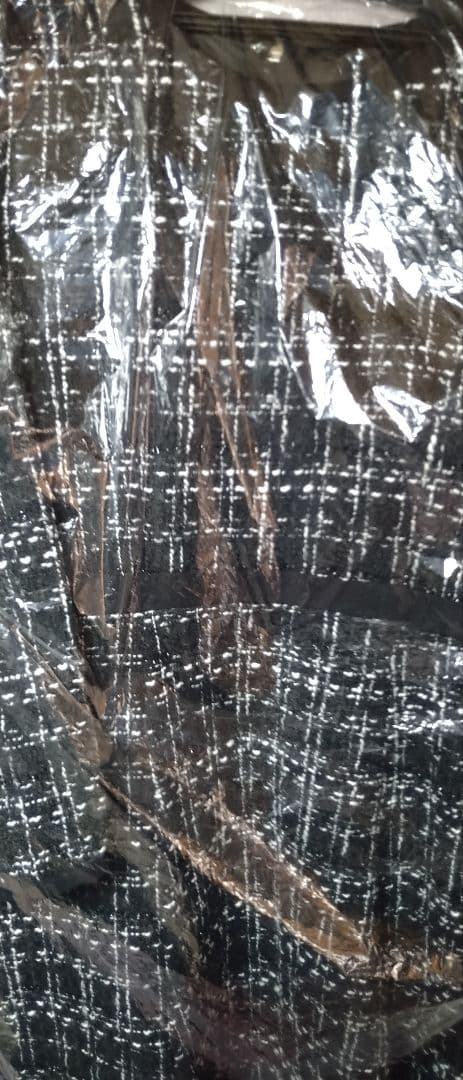 新品　ティアクラッセ　配色ツィードワンピース　ブラック　Lサイズ