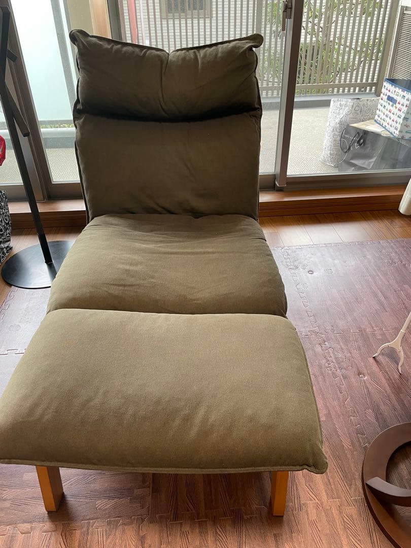 MUJI ブラウン リクライニングソファ オットマン付き