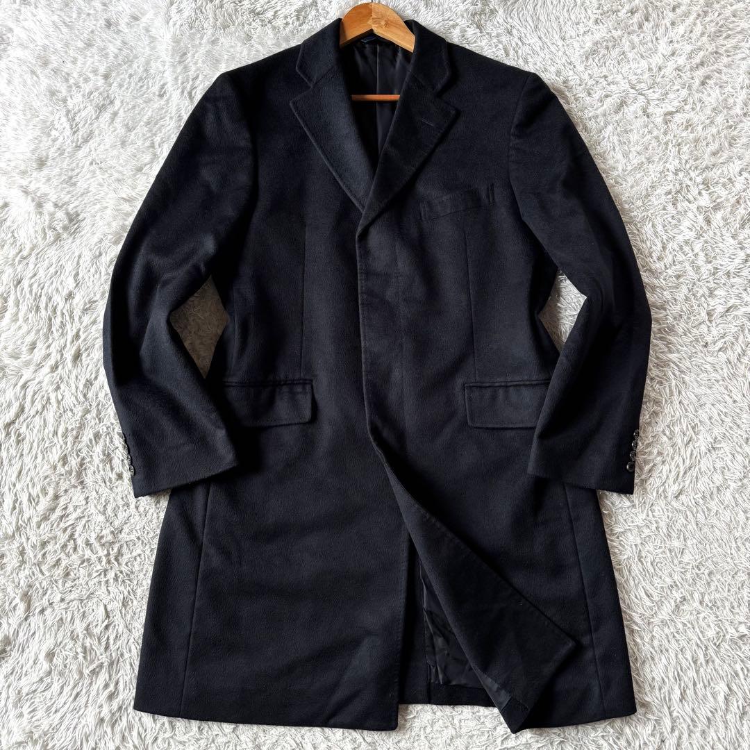 美品　Zegna ゼニア　カシミヤ100％　チェスターコート　LL 黒　ブラック
