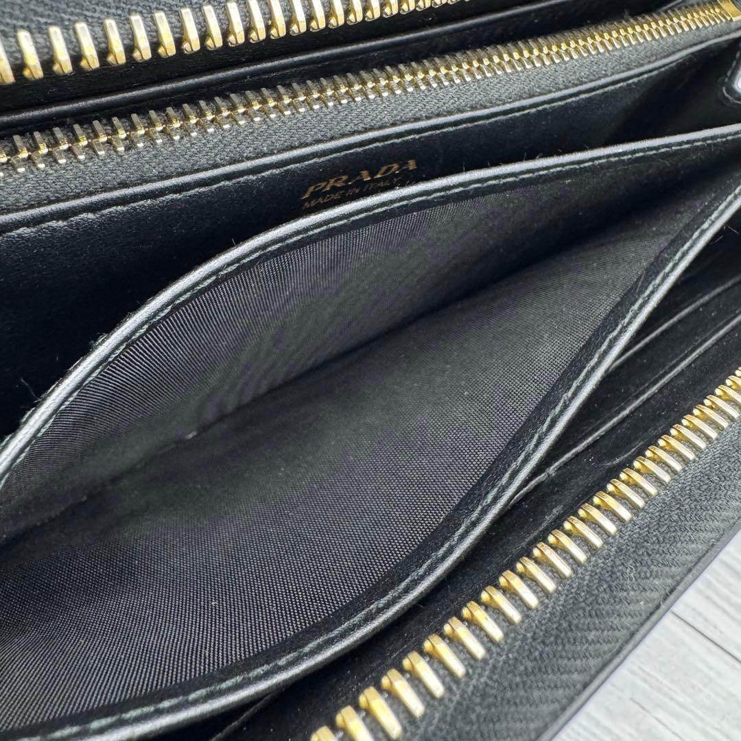 【美品】プラダ ヴィッテロムーブ ラウンドファスナー 長財布 レザー ブラック