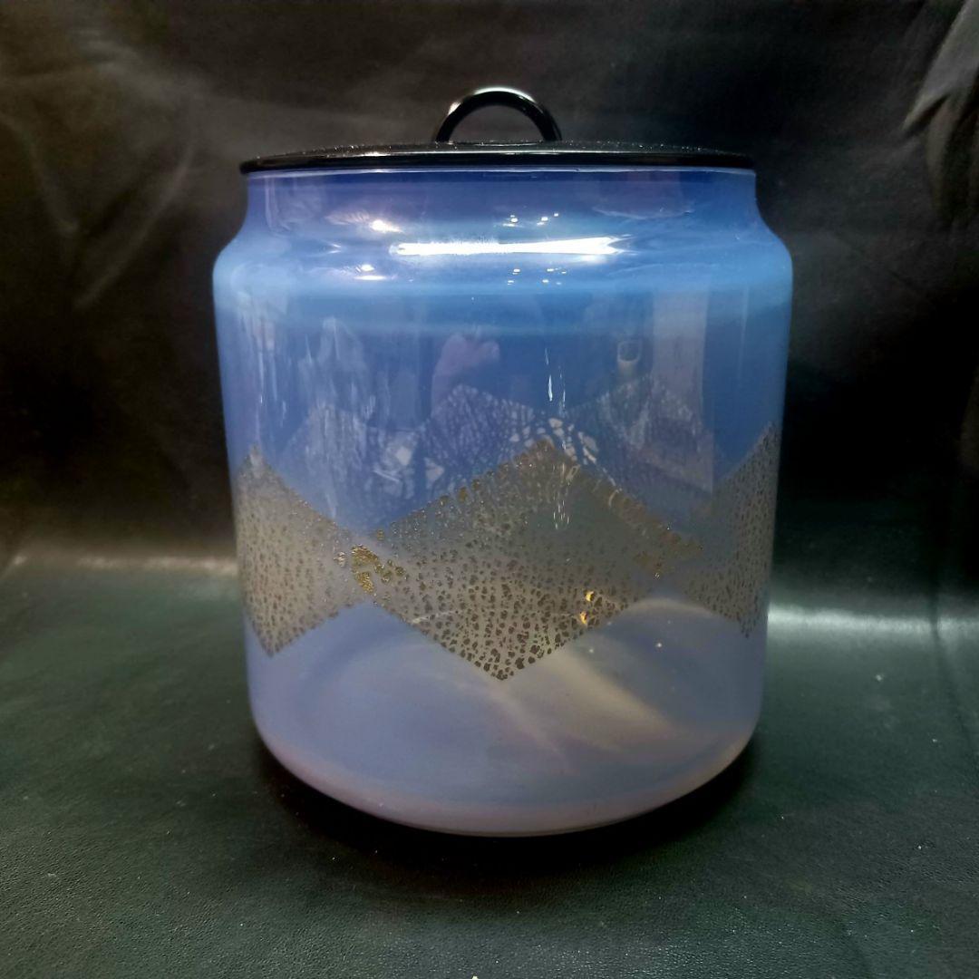 茶道具】☆乳白色 蓋付き ガラス 水指 ☆ オパールセント オパルセント