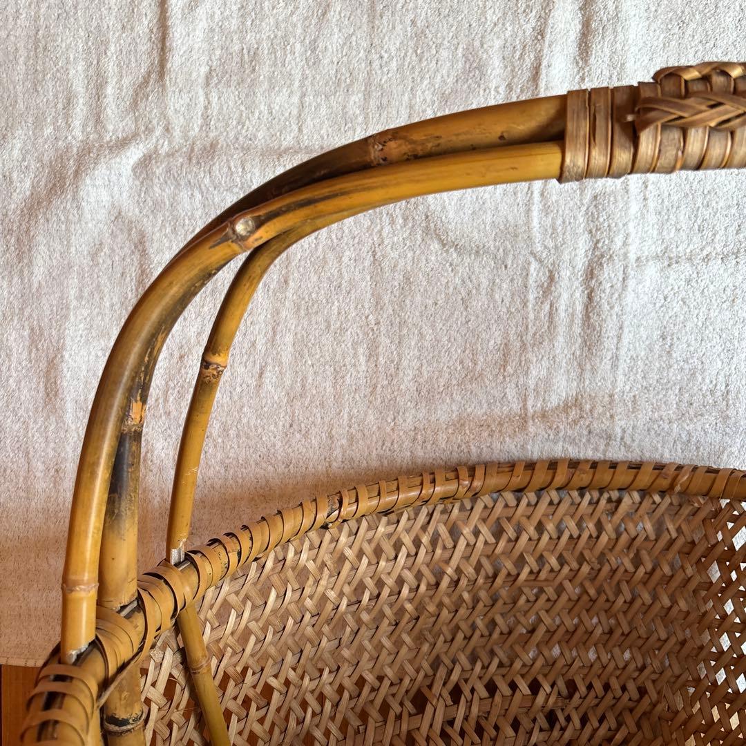 激レア　入手困難　根曲がり竹手籠　昭和レトロな逸品　￼ヴィンテージ　大きなサイズ