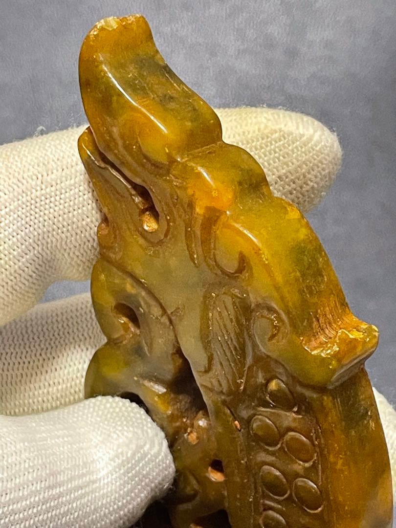 中国古玉 天然石極細工彫刻 風水置物