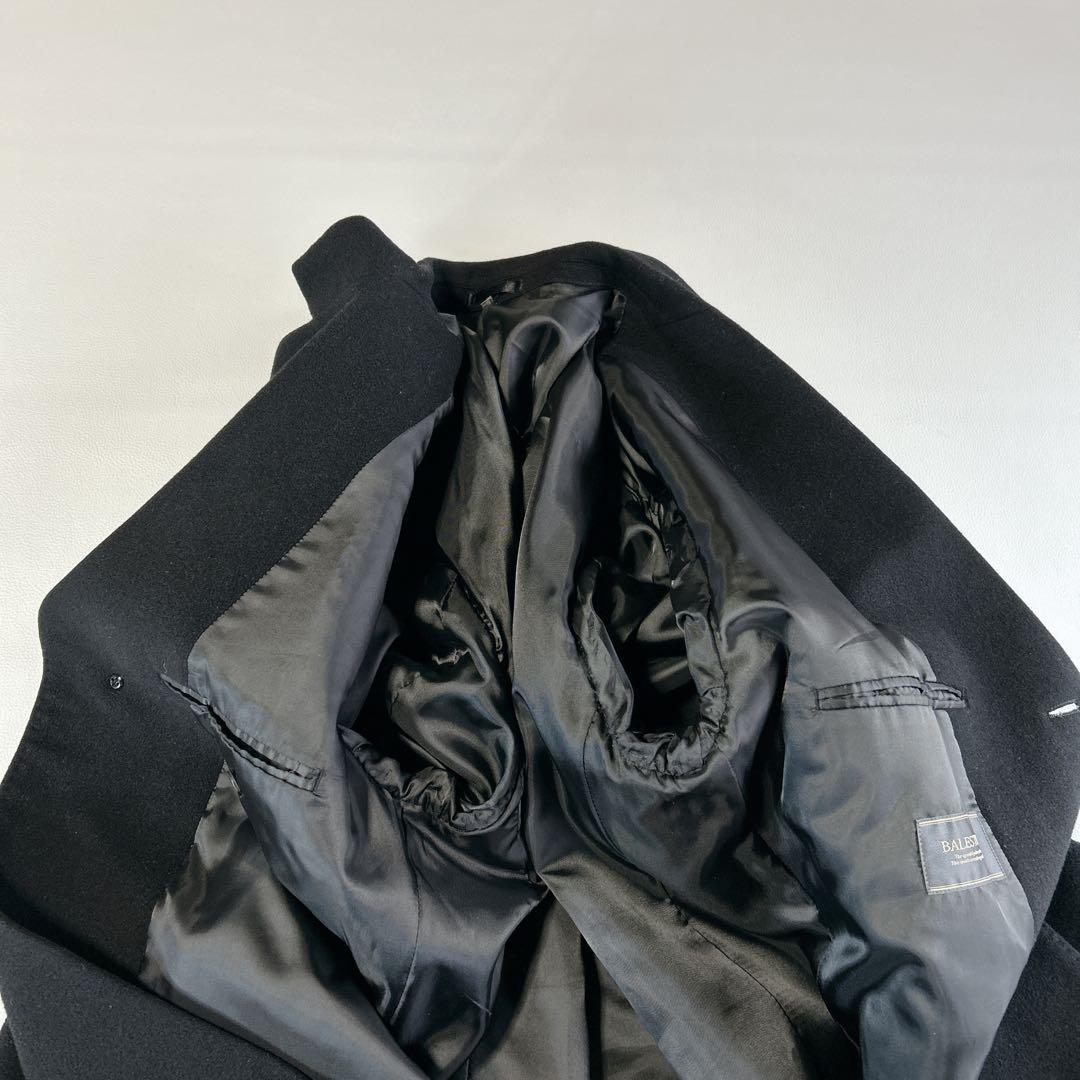 BALESTRINO カシミヤラム混 マキシ丈 ロングチェスターコート 黒 XL