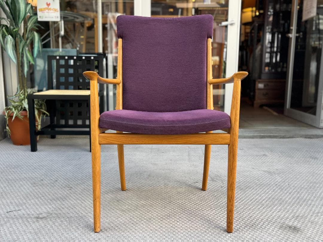 昭和レトロ カリモク 金華山 花柄ベロアソファ 一人掛けソファ アーム