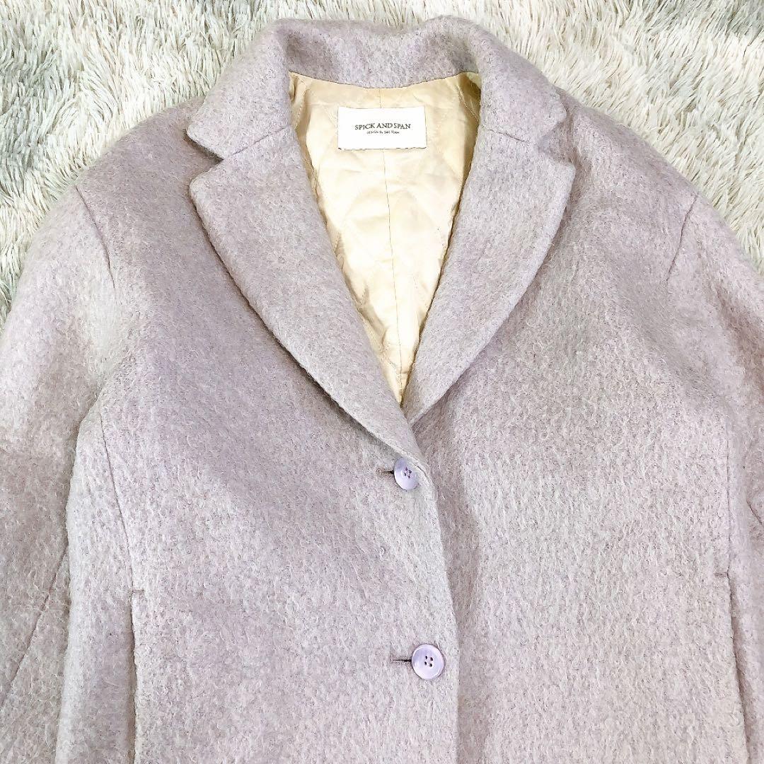 スピックアンドスパン】ロングチェスターコート (M) モヘヤ 毛混