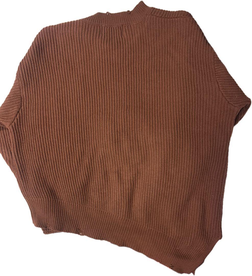 さ*こ様 【GRANCY】 ジップデザインアシンメトリーニット ブラウン L