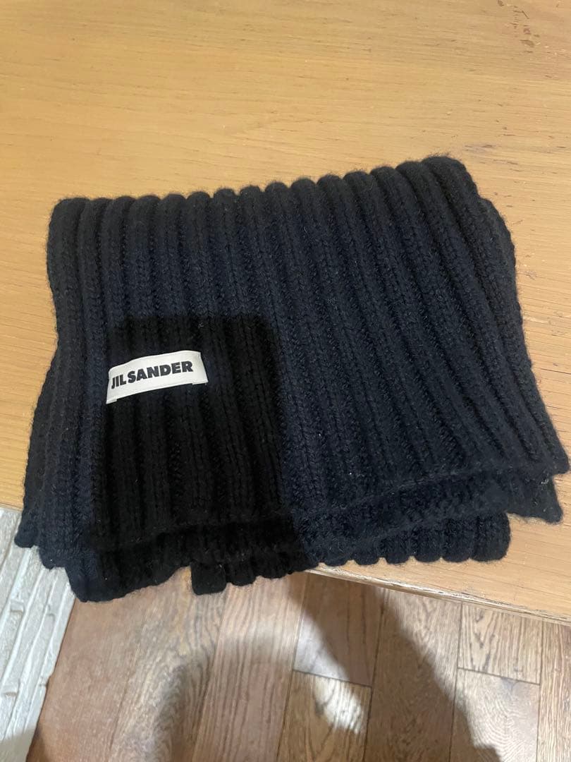 JIL SANDER ジルサンダー　ウール　マフラー　ブラック
