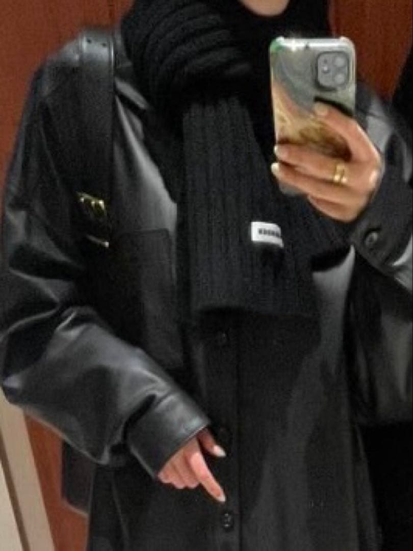 JIL SANDER ジルサンダー　ウール　マフラー　ブラック