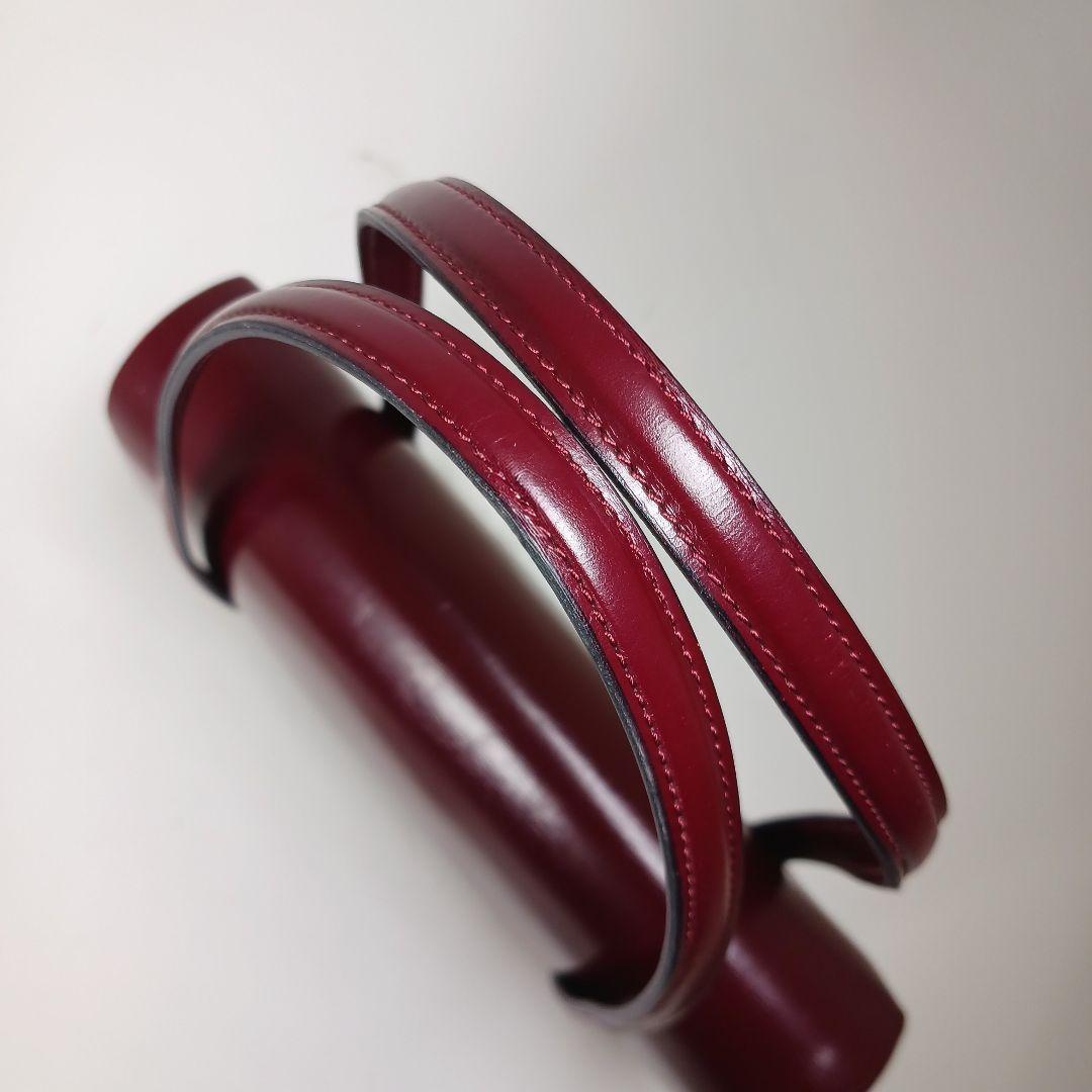 ランバン ヴィンテージ スムースレザー ハンドバッグ 光沢 ボルドー