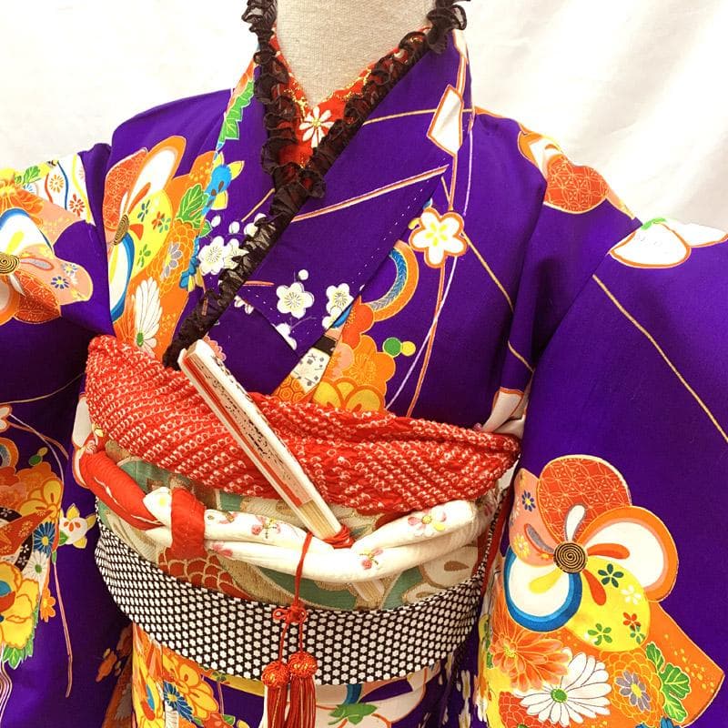 510ag10□七五三 七歳 女児 セミアンティーク着物&丸帯&長襦袢□状態良好