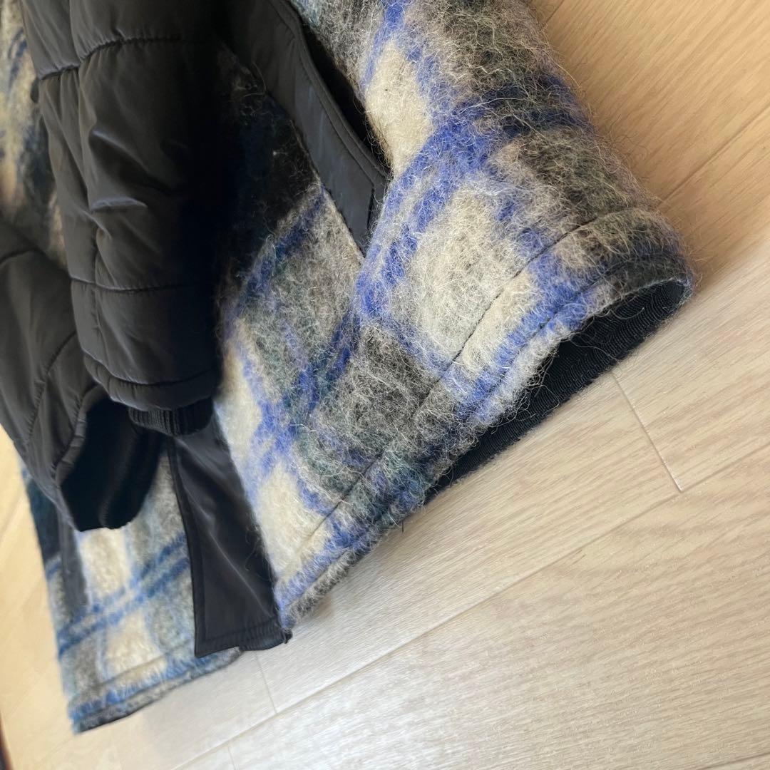 【XLサイズ】BARK バーク チェック モヘアダッフルコート アウター メンズ