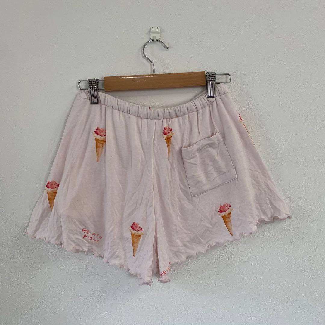 【ジェラートピケ】アイス柄セットアップパジャマ 半袖 ショートパンツ ゴム 薄手