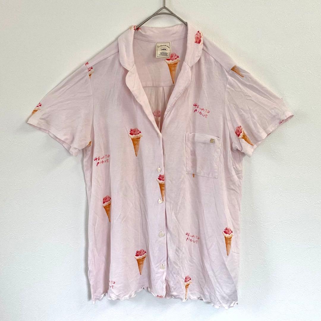 【ジェラートピケ】アイス柄セットアップパジャマ 半袖 ショートパンツ ゴム 薄手